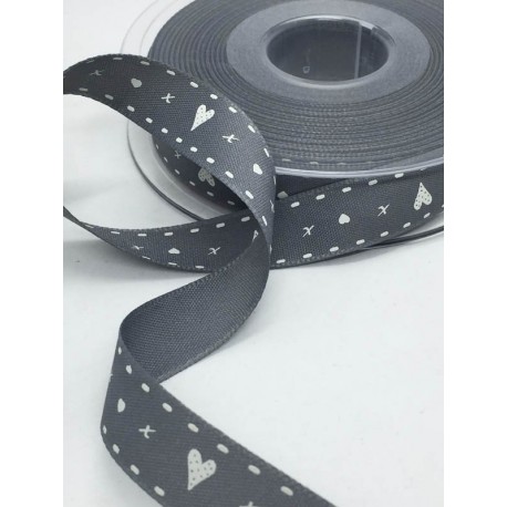 Tape with print hearts with. Grey - 'The Tapes Mirta'